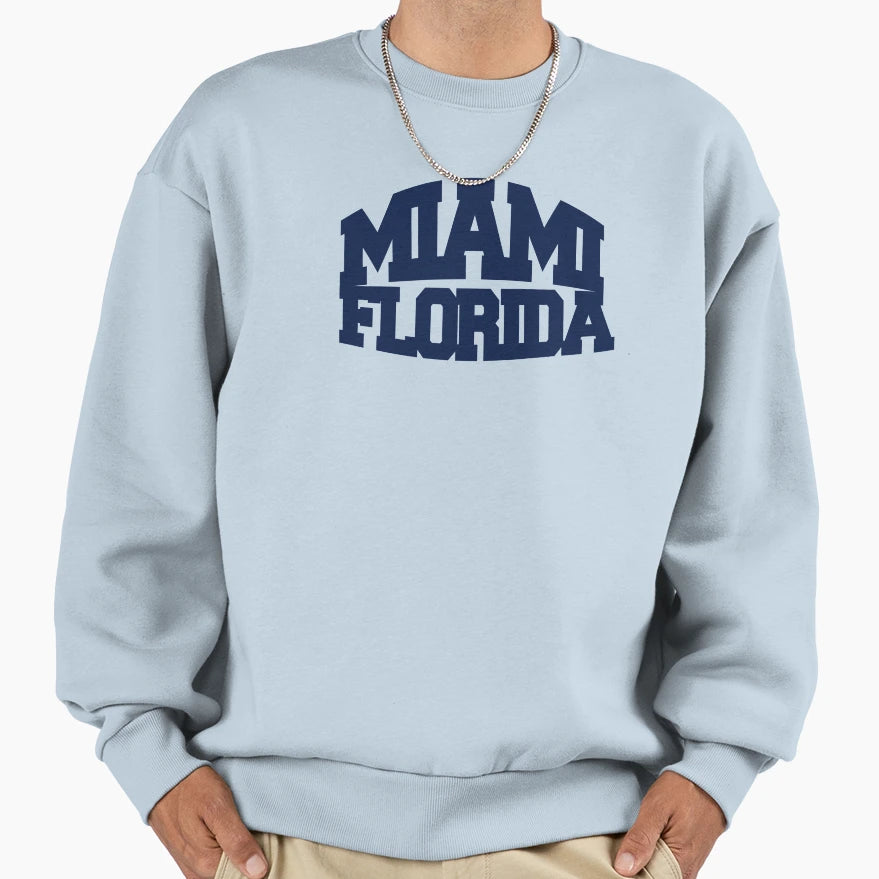 Miami Florida Navy Sweatshirt - Fun Novelty Design for Adults - T-Shirt, Sweatshirt, Hoodie