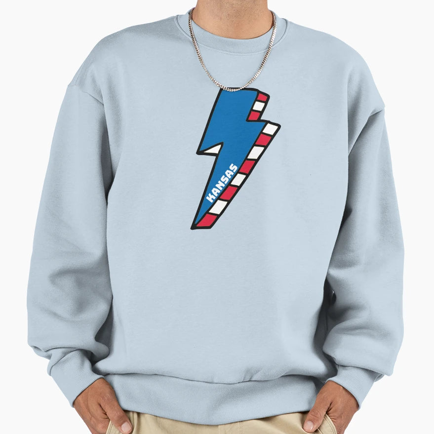 University Kansas Lighting Bolt Sweatshirt - Custom Art Print Men Women - T-Shirt, Sweatshirt, Hoodie