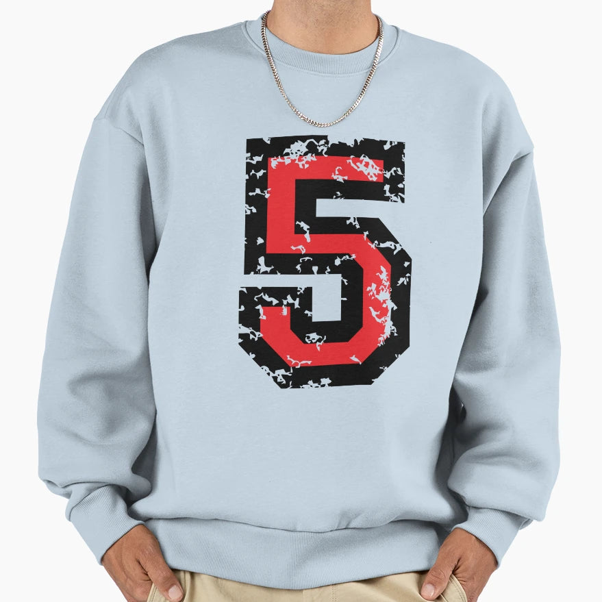 Number Five No 5 Two Color Red Sweatshirt - Aesthetic Graphic Unisex - T-Shirt, Sweatshirt, Hoodie