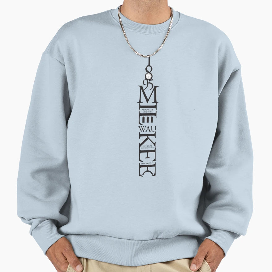 Milwaukee City Hall Typographic Sweatshirt - Minimalist Print for Adults - T-Shirt, Sweatshirt, Hoodie