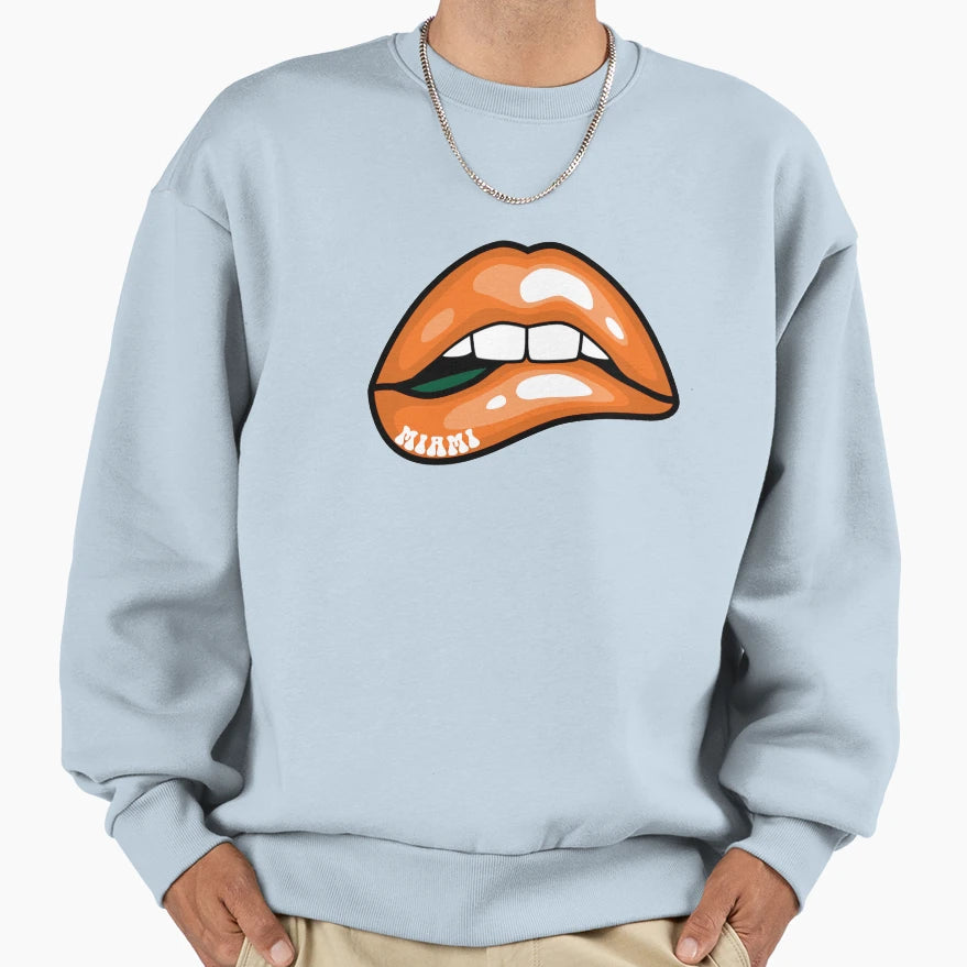 University Miami Lips Sweatshirt - Novelty Apparel for Adults - T-Shirt, Sweatshirt, Hoodie