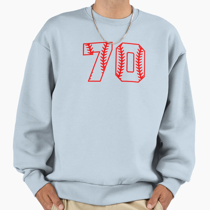 Baseball Number 70 Sweatshirt - Fun Novelty Design Men Women - T-Shirt, Sweatshirt, Hoodie