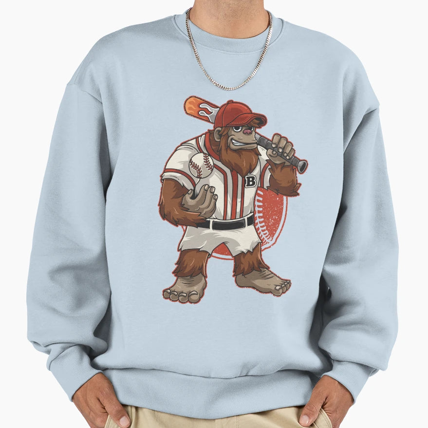 Bigfoot Sasquatch Baseball Batter Sweatshirt - Minimalist Print for Adults - T-Shirt, Sweatshirt, Hoodie