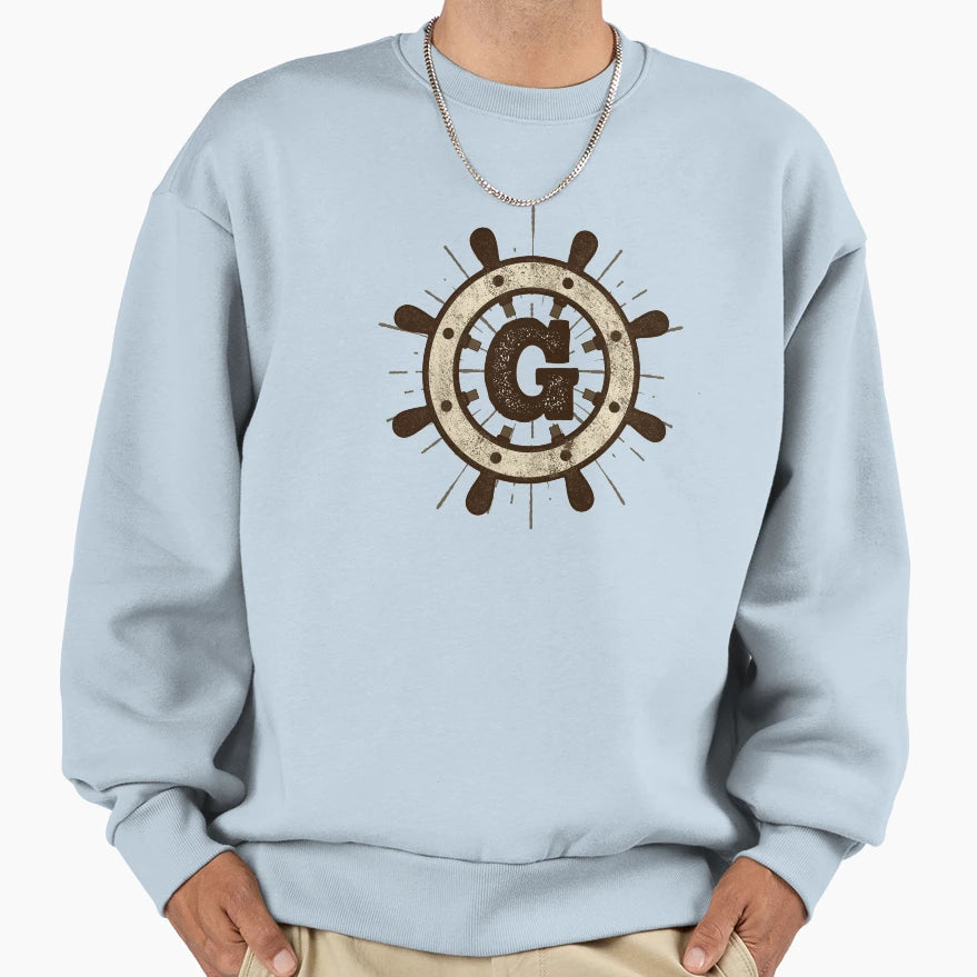 Monogram G Ship Wheel Sweatshirt - Aesthetic Graphic Unisex - T-Shirt, Sweatshirt, Hoodie