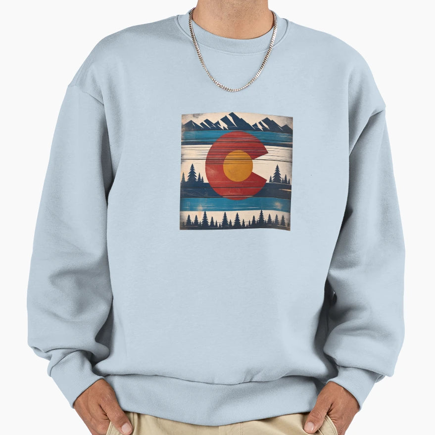 Colorado Flag Square Sweatshirt - Aesthetic Graphic for Adults - T-Shirt, Sweatshirt, Hoodie
