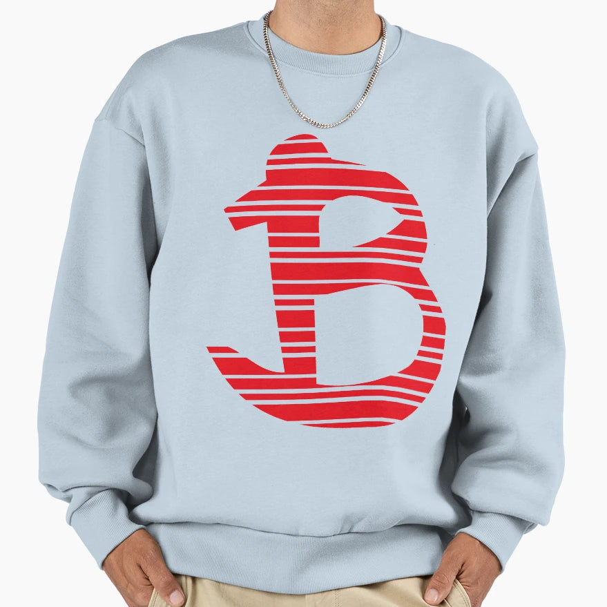 Monogram Letter Red Stripe Sweatshirt - Fun Novelty Design for Adults - T-Shirt, Sweatshirt, Hoodie