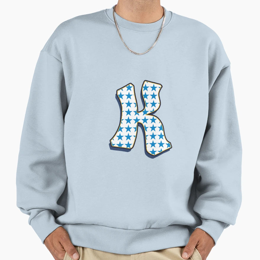 Letter K Stars Sweatshirt - Custom Art Print for Adults - T-Shirt, Sweatshirt, Hoodie