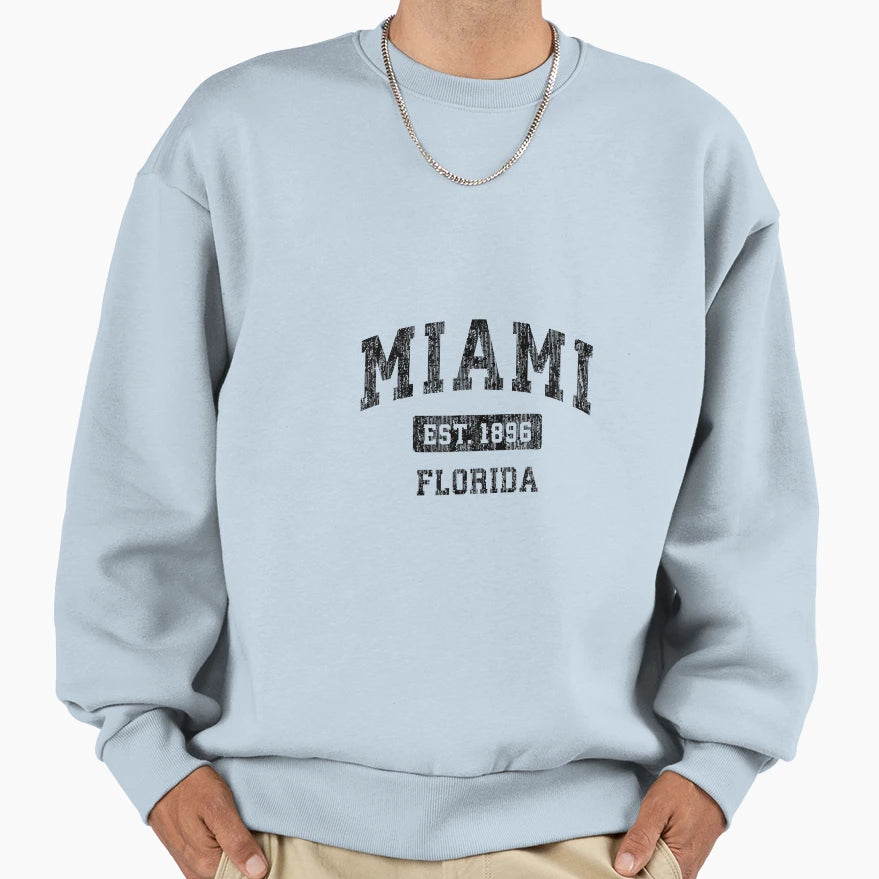 Miami Florida Fl Sports Black Sweatshirt - Aesthetic Graphic Unisex - T-Shirt, Sweatshirt, Hoodie