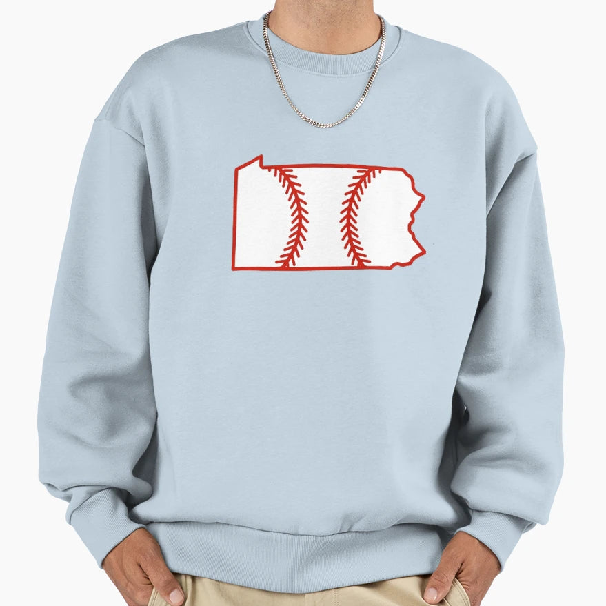 Pennsylvania State Outline Baseball Sweatshirt - Minimalist Print Unisex - T-Shirt, Sweatshirt, Hoodie