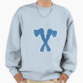 Blue Swirl Axe Throwing Axes Crossed Sweatshirt - Aesthetic Graphic Unisex - T-Shirt, Sweatshirt, Hoodie