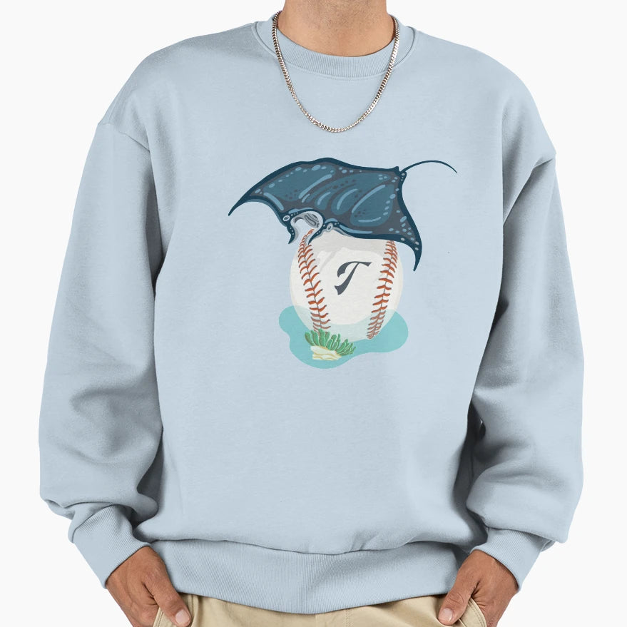 Play Ball Manta Ray Sting Ray And Sweatshirt - Custom Art Print Unisex - T-Shirt, Sweatshirt, Hoodie