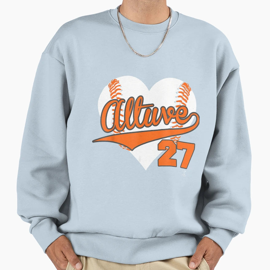 Jose Altuve Baseball Heart Sweatshirt - Custom Art Print for Adults - T-Shirt, Sweatshirt, Hoodie