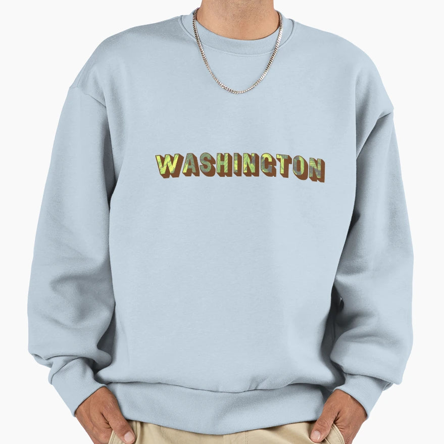 Washington Weed Leaves Shadow Text Sweatshirt - Custom Art Print Unisex - T-Shirt, Sweatshirt, Hoodie