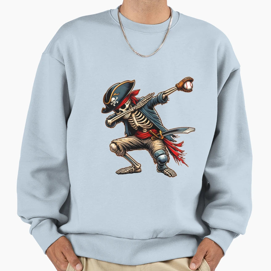 Dabbing Skeleton Baseball Halloween Sweatshirt - Unique Graphic Men Women - T-Shirt, Sweatshirt, Hoodie