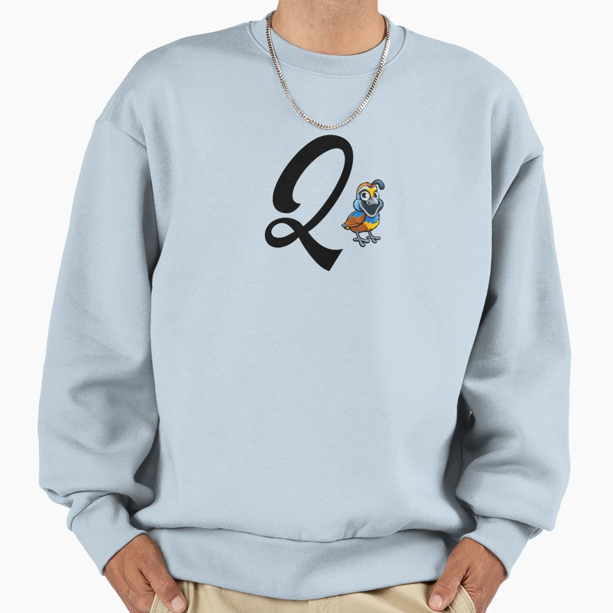 Q Quail Letter Alphabet Sweatshirt - Aesthetic Graphic for Adults - T-Shirt, Sweatshirt, Hoodie