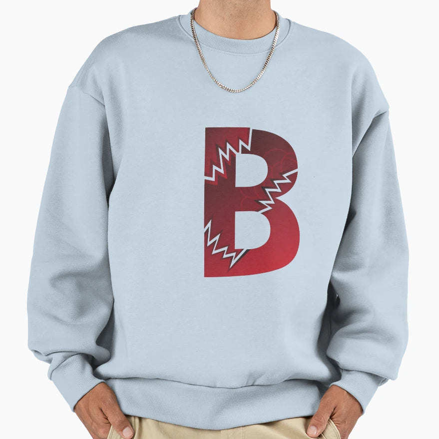 Red Color Abstract Letter B Sweatshirt - Graphic Print Men Women - T-Shirt, Sweatshirt, Hoodie