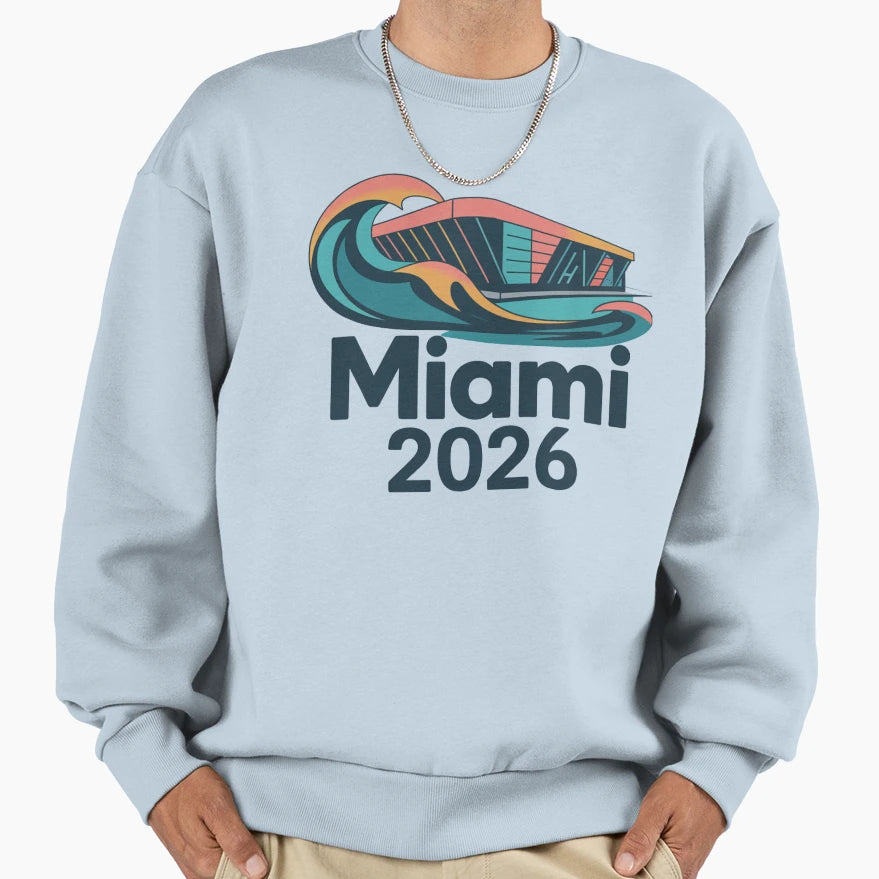 Miami 2026 Ocean Wave Football V14 T-Shirt - Unique Graphic for Adults - T-Shirt, Sweatshirt, Hoodie