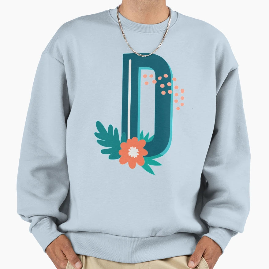 Tropical Letter D Sweatshirt - Graphic Print for Adults - T-Shirt, Sweatshirt, Hoodie