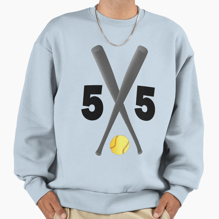 Softball Number 55 Fifty Five Bats Sweatshirt - Novelty Apparel Men Women - T-Shirt, Sweatshirt, Hoodie