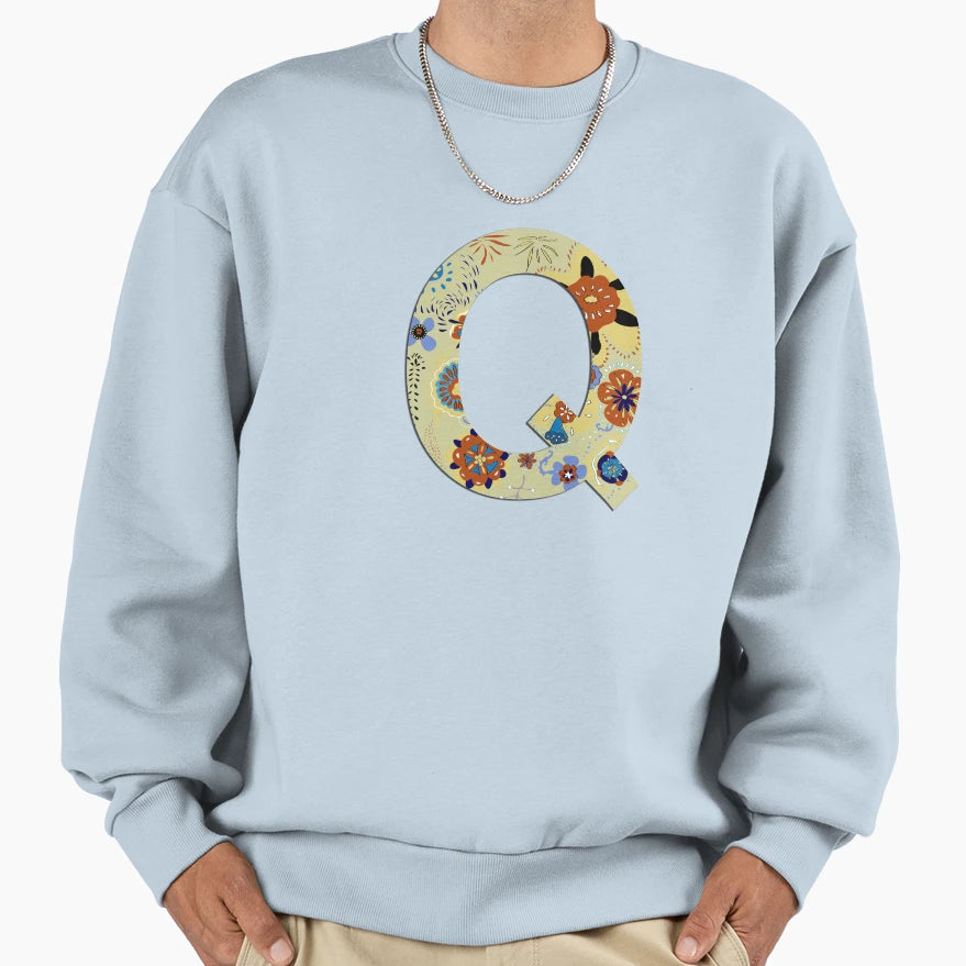 Monogram Letter Q Sweatshirt - Casual Everyday Wear for Adults - T-Shirt, Sweatshirt, Hoodie