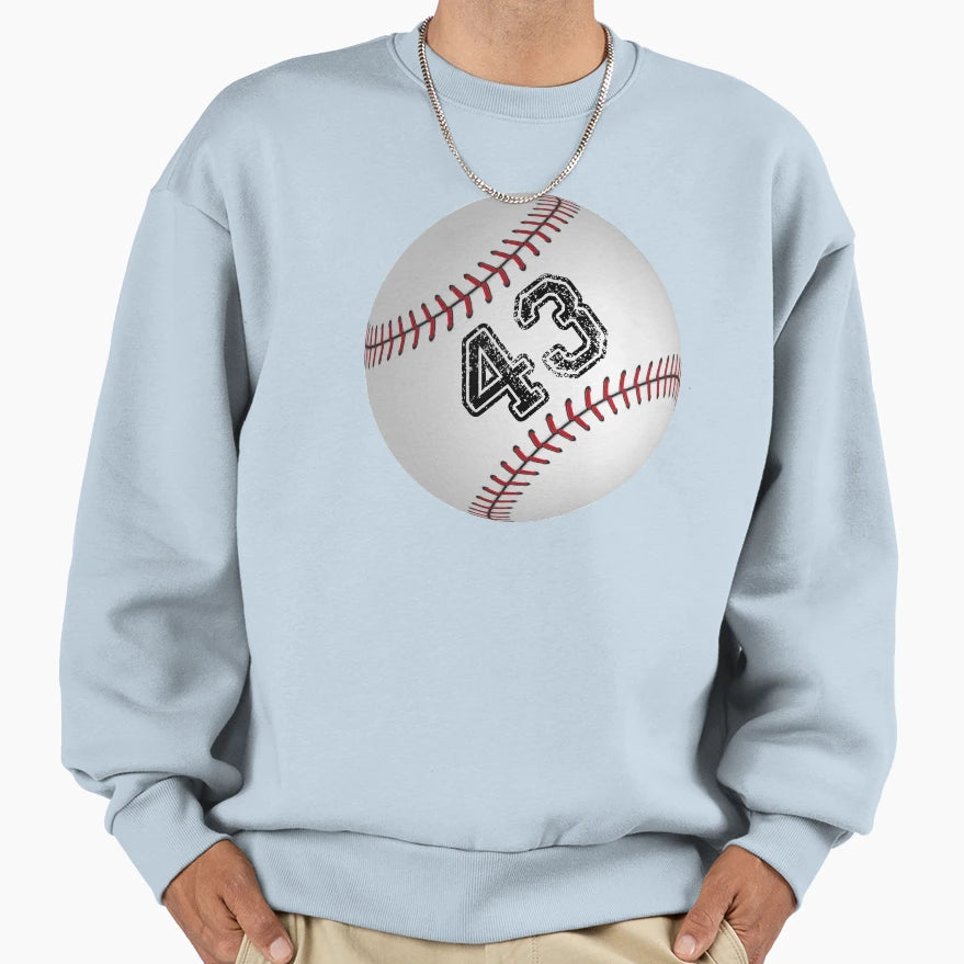 Baseball Ball Number 43 Forty Three Sweatshirt - Novelty Apparel Men Women - T-Shirt, Sweatshirt, Hoodie