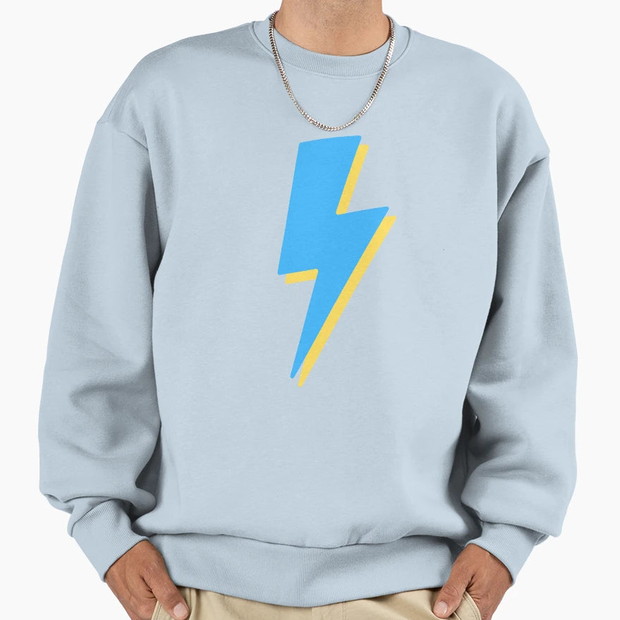 Blue And Yellow Lightning Bolt Sweatshirt - Streetwear Style Unisex - T-Shirt, Sweatshirt, Hoodie