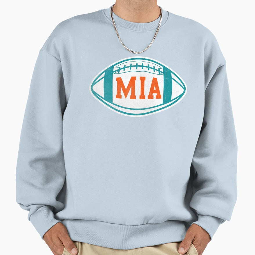 Miami Throwback Football Sweatshirt - Custom Art Print for Adults - T-Shirt, Sweatshirt, Hoodie