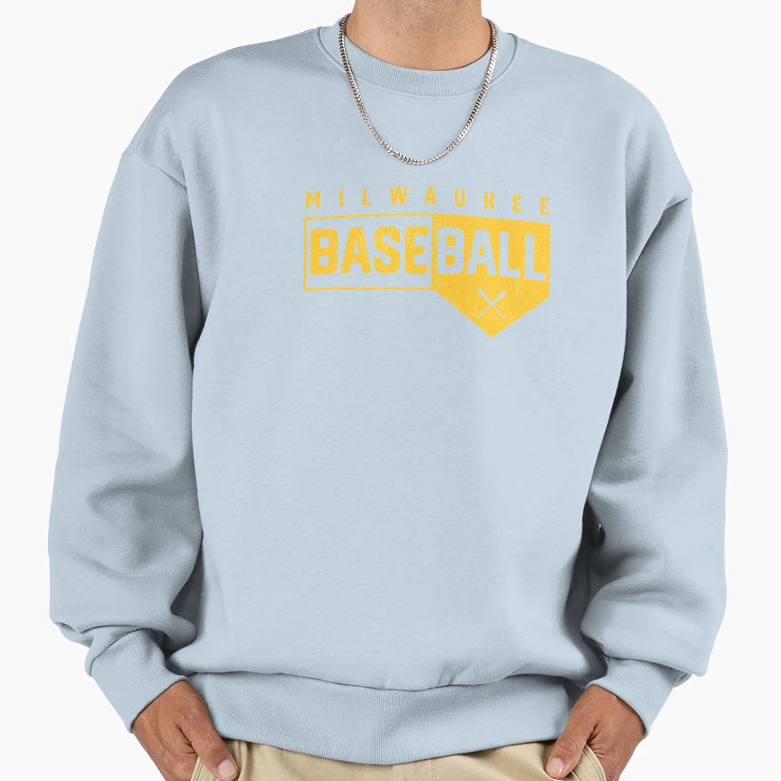 Milwaukee Baseball Home Plate Sweatshirt - Aesthetic Graphic for Adults - T-Shirt, Sweatshirt, Hoodie