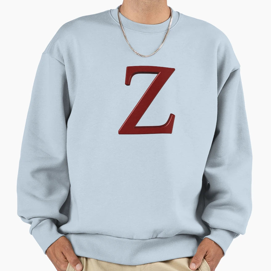 Letter Z Dimensional Red Sweatshirt - Casual Everyday Wear for Adults - T-Shirt, Sweatshirt, Hoodie