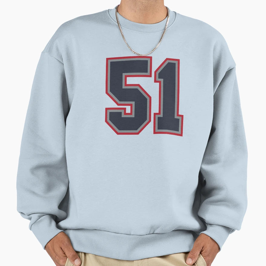 51 Navy Grey Red Sports Number Fifty Sweatshirt - Novelty Apparel Unisex - T-Shirt, Sweatshirt, Hoodie