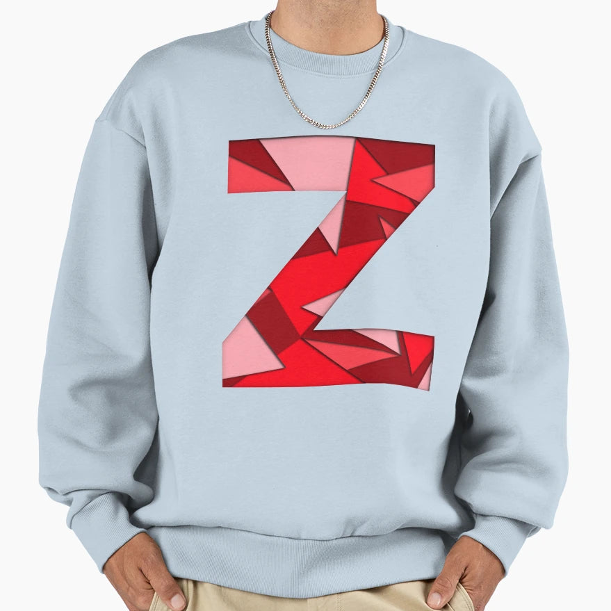 Letter Z Alphabet Series Red Pattern Sweatshirt - Unique Graphic Unisex - T-Shirt, Sweatshirt, Hoodie