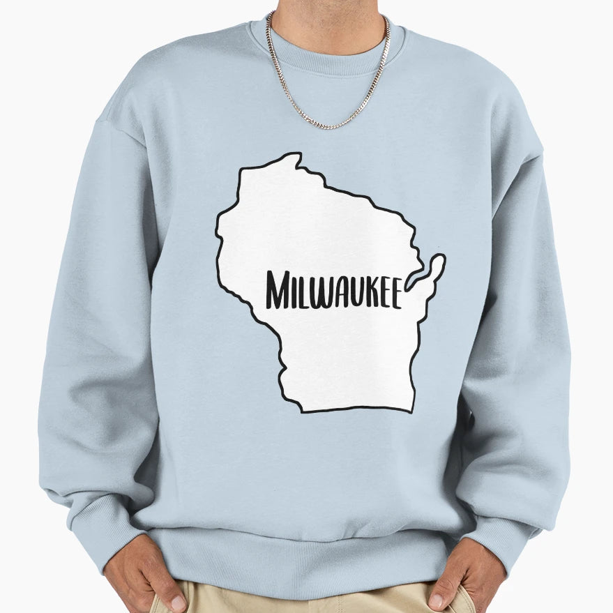 Milwaukee Wisconsin Lettering Sweatshirt - Unique Graphic for Adults - T-Shirt, Sweatshirt, Hoodie