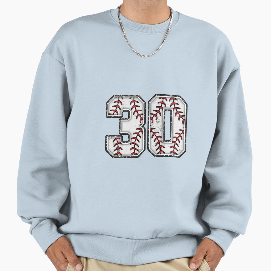 Baseball Number 30 Sweatshirt - Casual Everyday Wear Men Women - T-Shirt, Sweatshirt, Hoodie