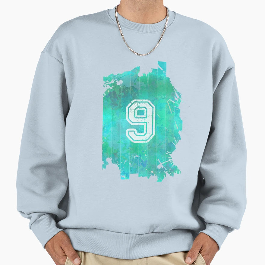 9 Blue Stripes Sweatshirt - Trendy Graphic Men Women - T-Shirt, Sweatshirt, Hoodie