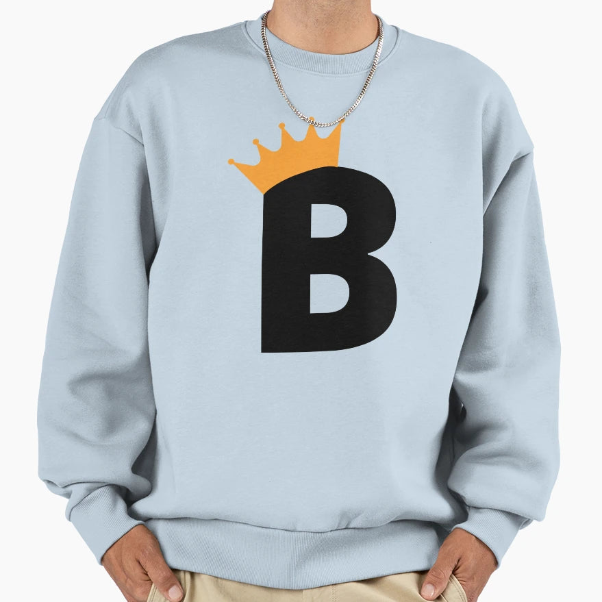 Crowned Monogram Letter B Sweatshirt - Minimalist Print for Adults - T-Shirt, Sweatshirt, Hoodie