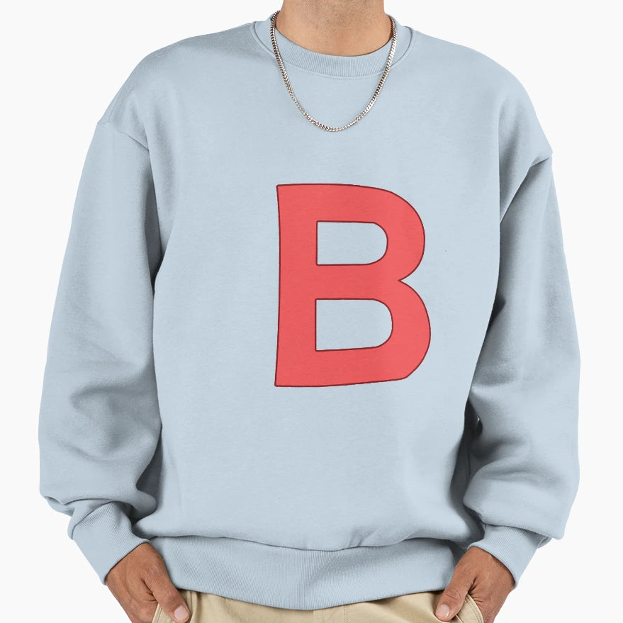 Letter B Red Sweatshirt - Minimalist Print Men Women - T-Shirt, Sweatshirt, Hoodie