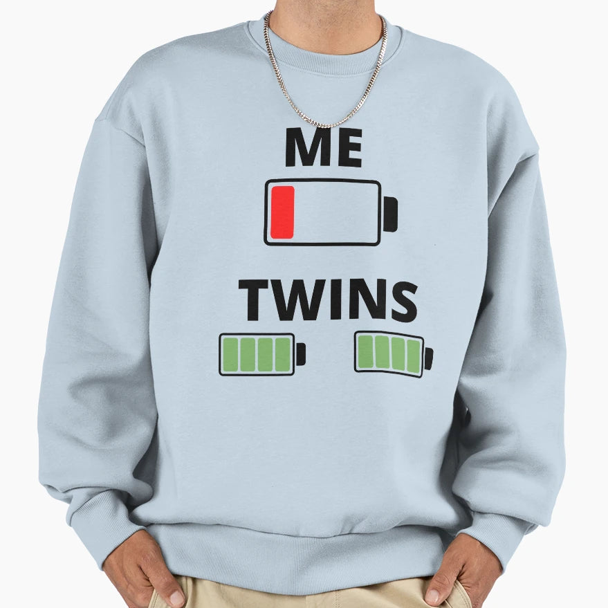 Me Twins Battery Sweatshirt - Minimalist Print Unisex - T-Shirt, Sweatshirt, Hoodie