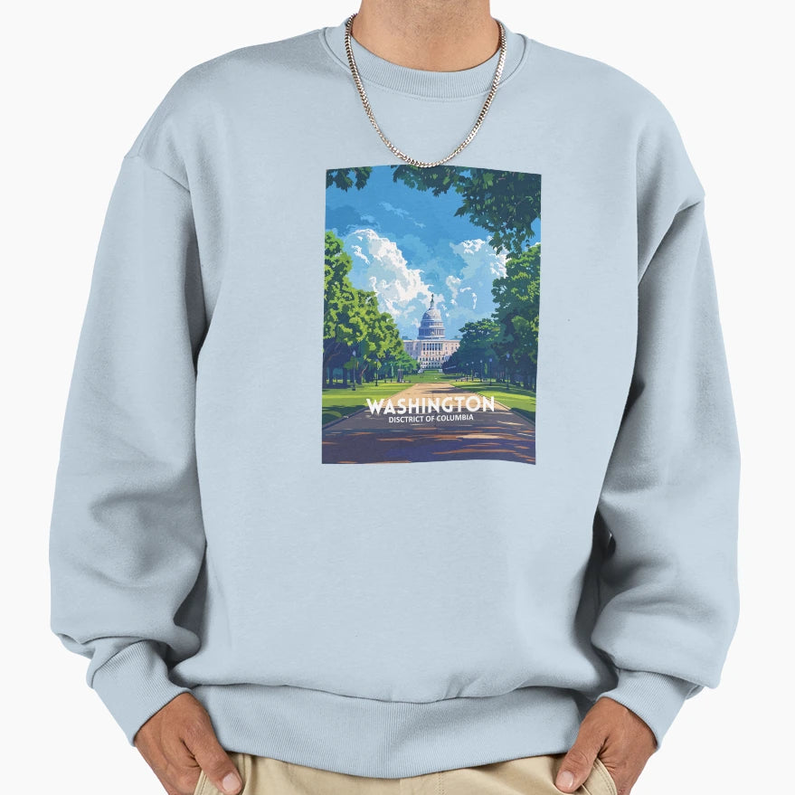 Washington Dc United States Travel Art Sweatshirt - Trendy Graphic Unisex - T-Shirt, Sweatshirt, Hoodie