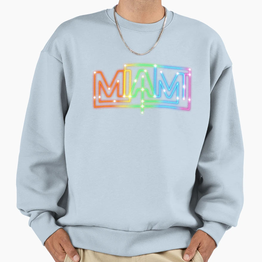 Miami Neon Metro Map Vibrant Sweatshirt - Graphic Print Men Women - T-Shirt, Sweatshirt, Hoodie