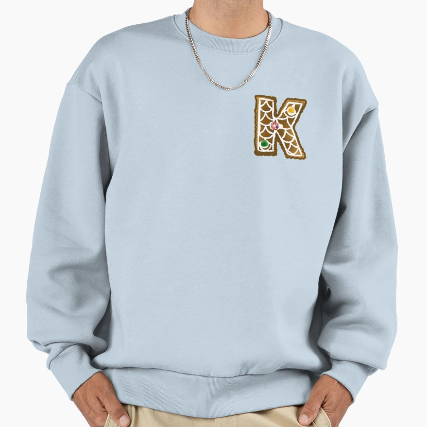 K Monogram Gingerbread Sweatshirt - Unique Graphic for Adults - T-Shirt, Sweatshirt, Hoodie