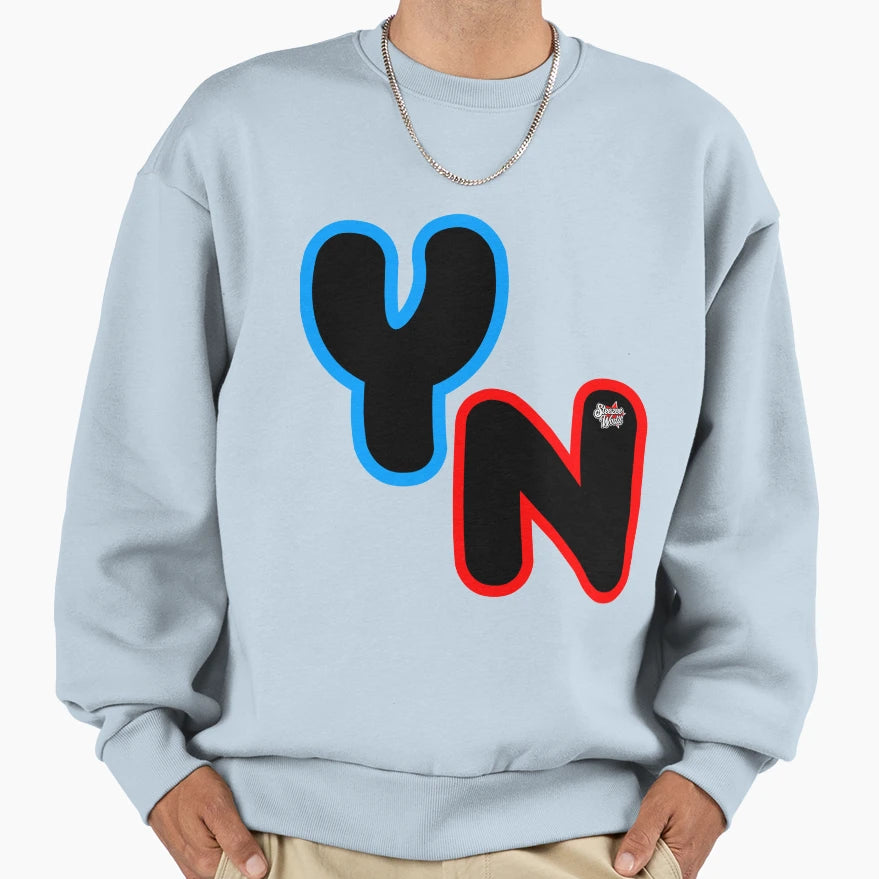 Yn Initials Text Sweatshirt - Minimalist Print for Adults - T-Shirt, Sweatshirt, Hoodie
