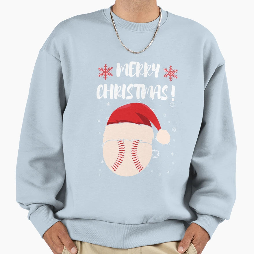 Merry Baseball Illustration Sweatshirt - Aesthetic Graphic Men Women - T-Shirt, Sweatshirt, Hoodie