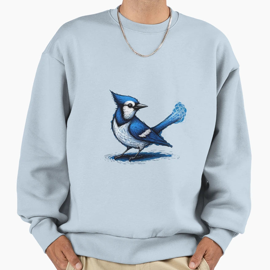 Whimsical Bluejay Here To Sweatshirt - Casual Everyday Wear for Adults - T-Shirt, Sweatshirt, Hoodie