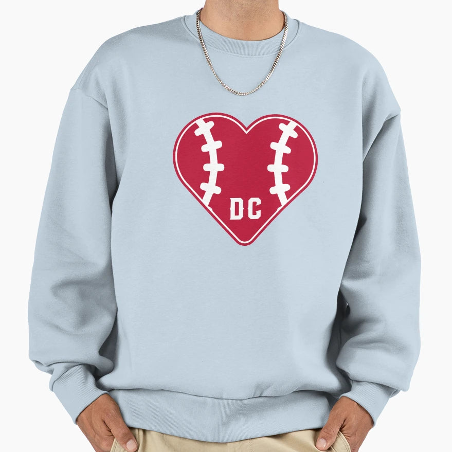 Washington Dc Baseball Heart And Sweatshirt - Graphic Print Unisex - T-Shirt, Sweatshirt, Hoodie