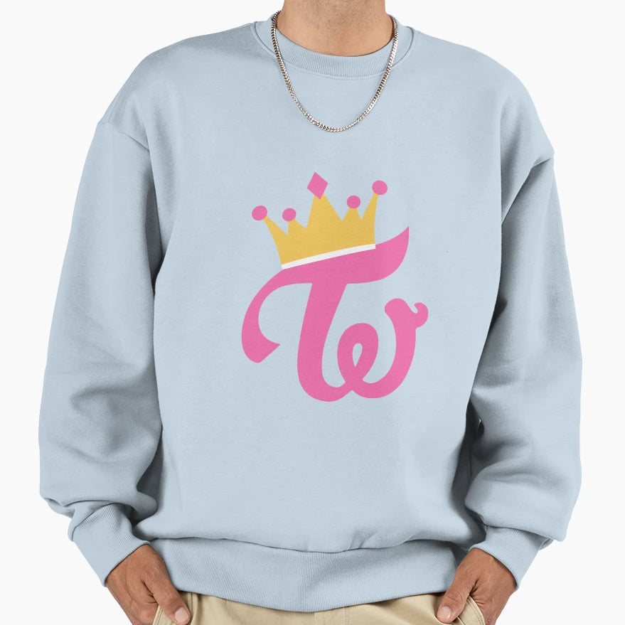 Twice Logo Crowned Sweatshirt - Novelty Apparel Unisex - T-Shirt, Sweatshirt, Hoodie