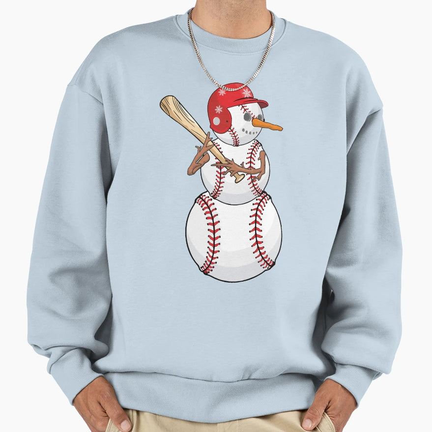 Baseball Snowman Gift Baseball Game Sweatshirt - Graphic Print Unisex - T-Shirt, Sweatshirt, Hoodie