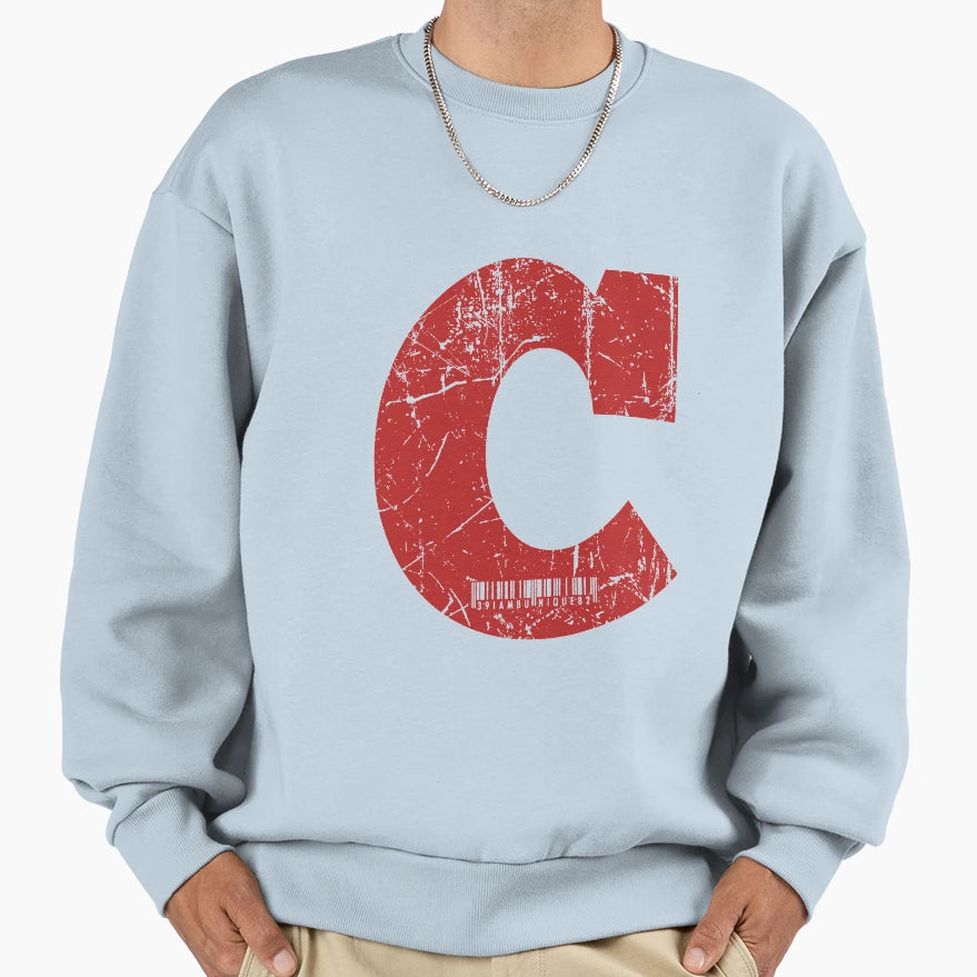 Red Grunge Monogram Letter C I Am Sweatshirt - Graphic Print for Adults - T-Shirt, Sweatshirt, Hoodie