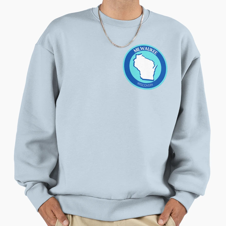 Milwaukee Wisconsin Blue Sweatshirt - Custom Art Print for Adults - T-Shirt, Sweatshirt, Hoodie
