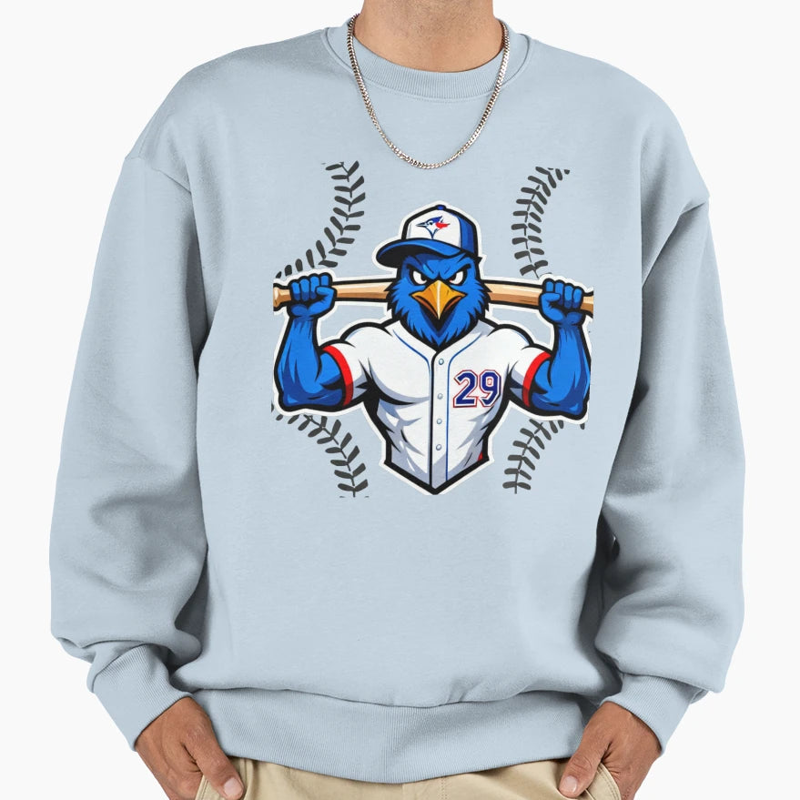 Furious Blue Jay Baseball Mascot Sweatshirt - Fun Novelty Design Unisex - T-Shirt, Sweatshirt, Hoodie