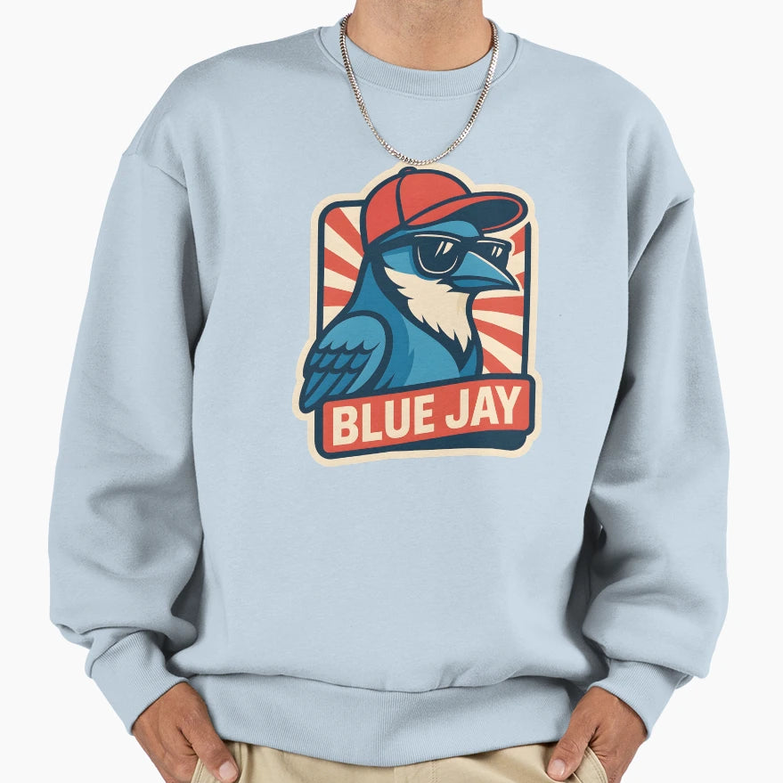 Blue Jay Propaganda Bird Sweatshirt - Fun Novelty Design for Adults - T-Shirt, Sweatshirt, Hoodie